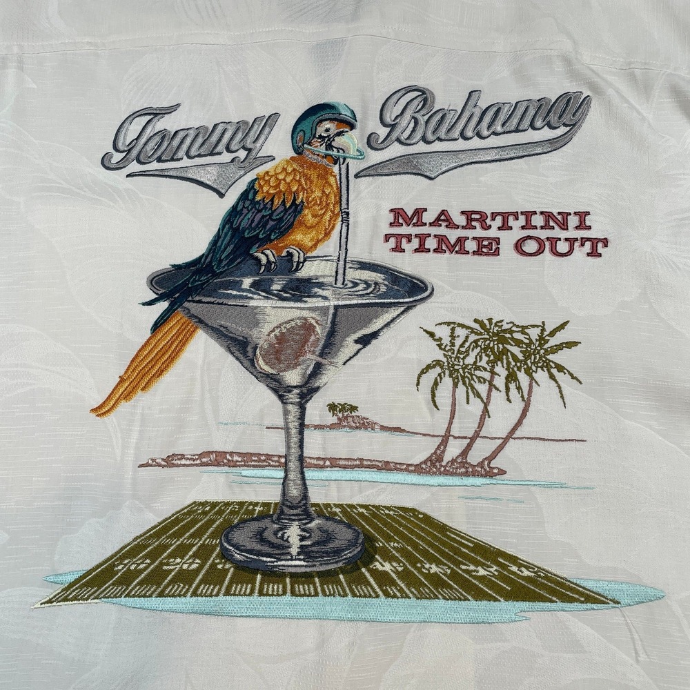 NEW Tommy Bahama Martini Time Out Mens Shirt 2XLB Off-white Silk Short Sleeve